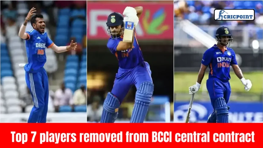 Top 7 players removed from BCCI central contract
